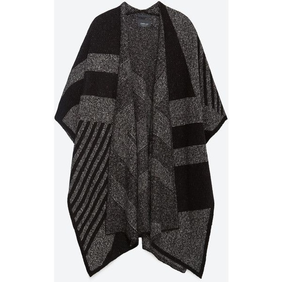 Zara Sweaters - Zara Geometric Jacquard Poncho